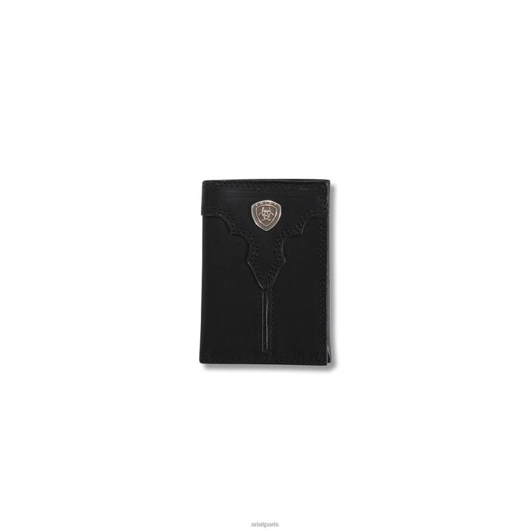 RJ66P1805 portefeuille à trois volets à crête centrale Ariat accessoires noir Hommes