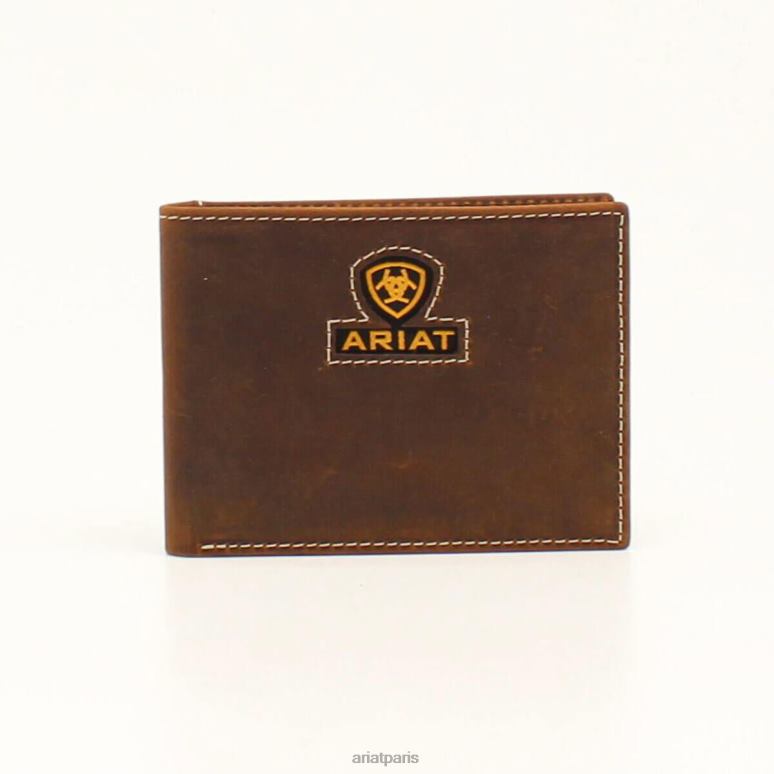 RJ66P1815 portefeuille à deux volets jaune à logo Ariat accessoires brun Hommes