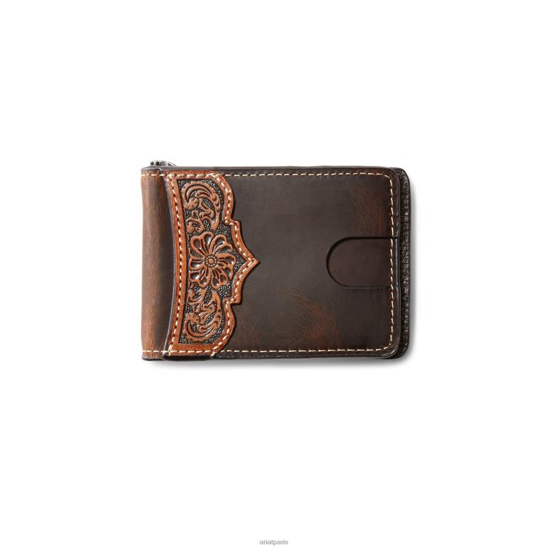 RJ66P1818 portefeuille à deux volets avec broderie festonnée Ariat accessoires bronzer Hommes