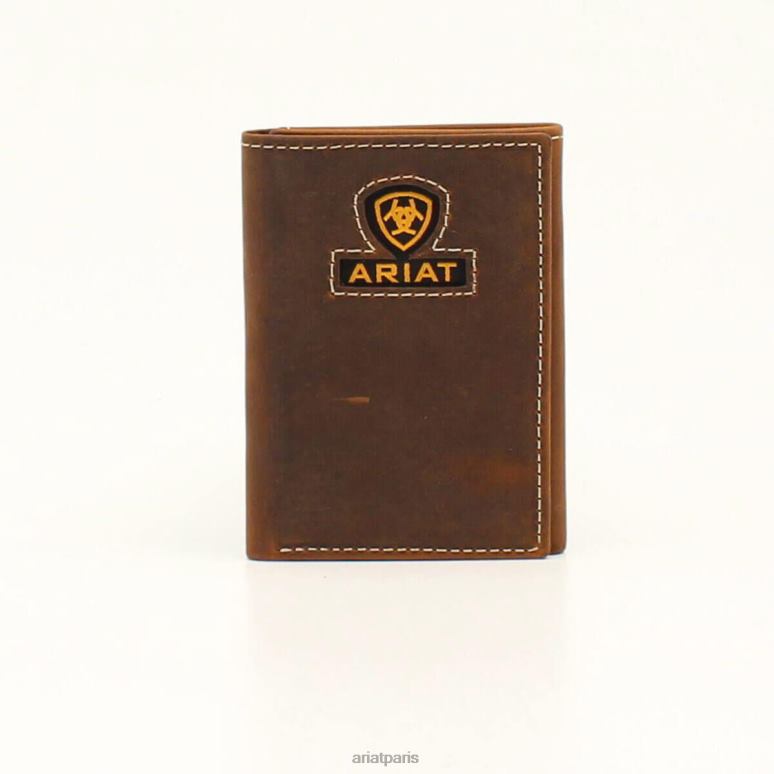 RJ66P1826 portefeuille à trois volets à logo jaune Ariat accessoires brun Hommes