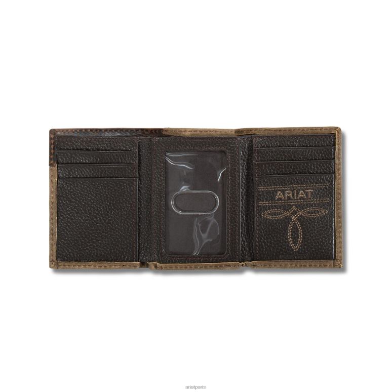 RJ66P1828 portefeuille à trois volets avec bouclier de point de démarrage Ariat accessoires brun Hommes