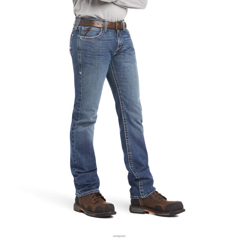 RJ66P1699 FR M7 Slim Durastretch Adkins empilable jambe droite jean Ariat bas ardoise Hommes