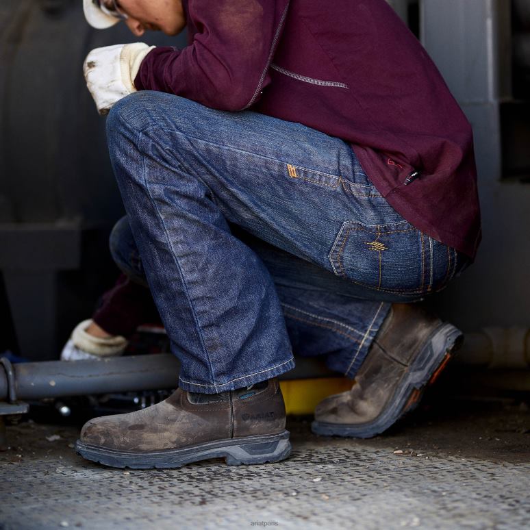 RJ66P1707 jean droit empilable basique fr m5 Ariat bas schiste argileux Hommes