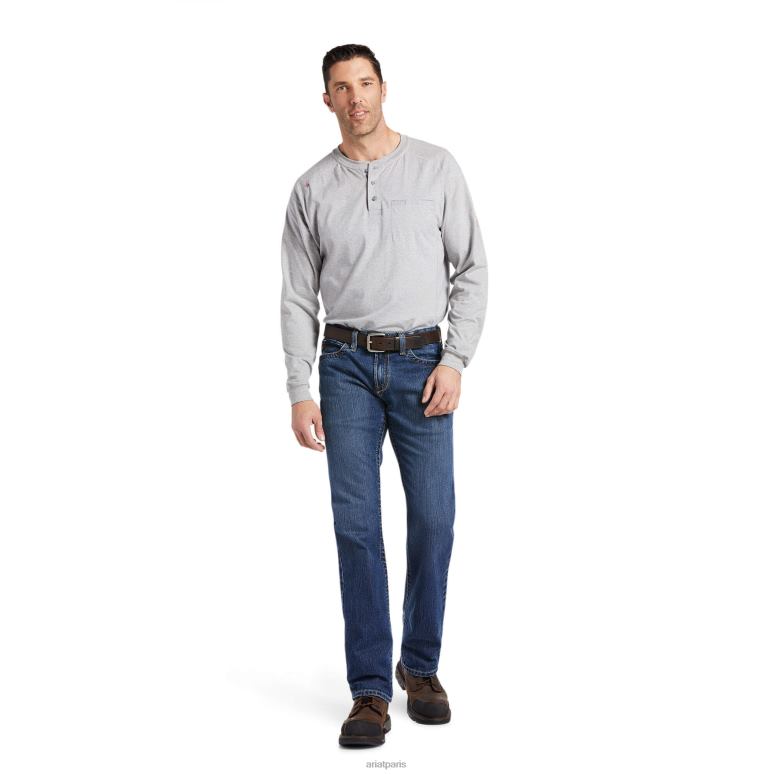 RJ66P1716 jean droit basique fr m7 slim durastretch Ariat bas silex Hommes