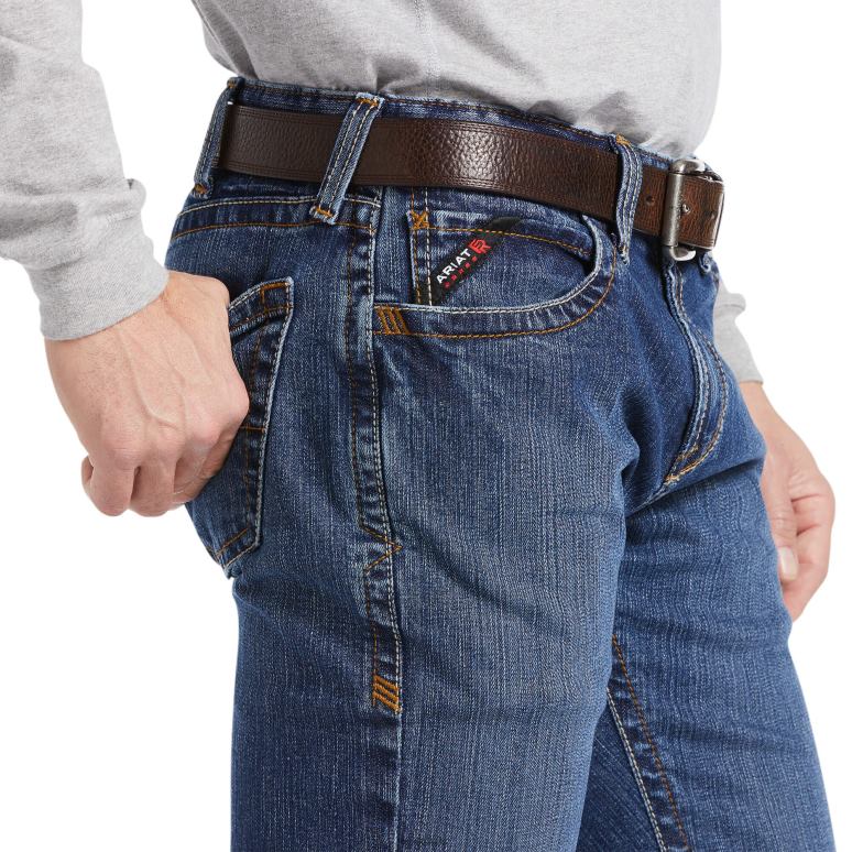 RJ66P1716 jean droit basique fr m7 slim durastretch Ariat bas silex Hommes