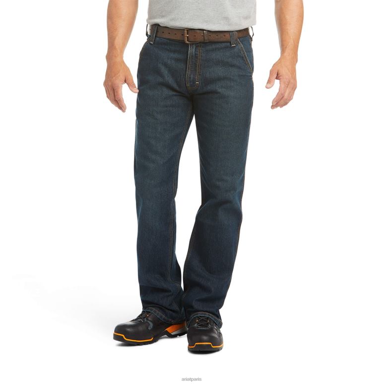 RJ66P1727 Rebar M4 - Jean bootcut en durastretch taille basse Ariat bas fantôme Hommes