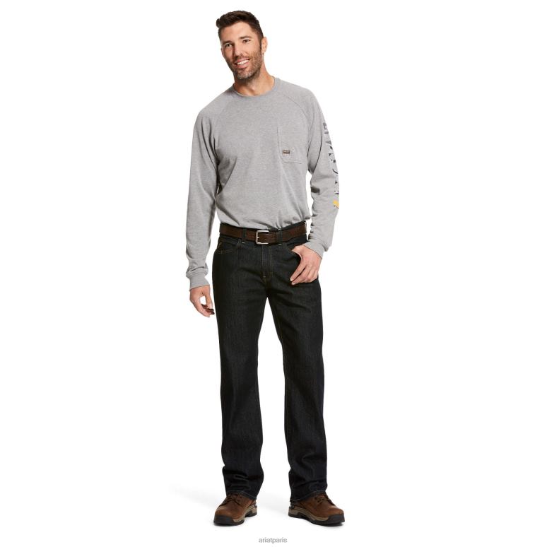 RJ66P1737 Rebar M4 - Jean bootcut basique décontracté en durastretch Ariat bas rincer Hommes