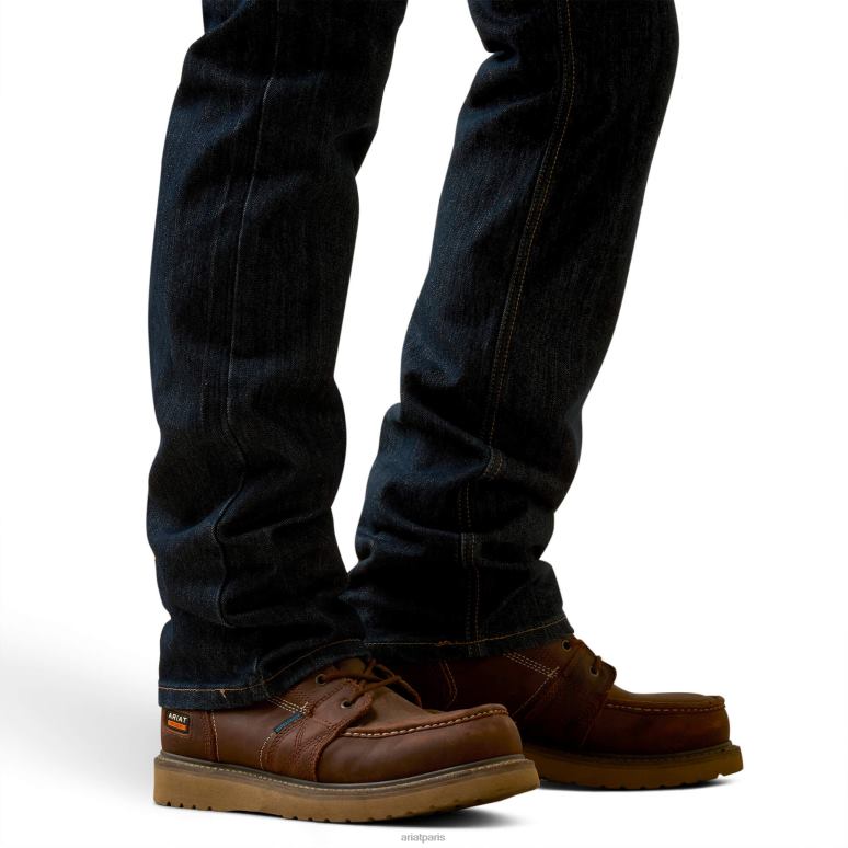 RJ66P1742 Rebar M7 - Jean slim Durastretch basique empilable à jambe droite Ariat bas Pierre noire Hommes