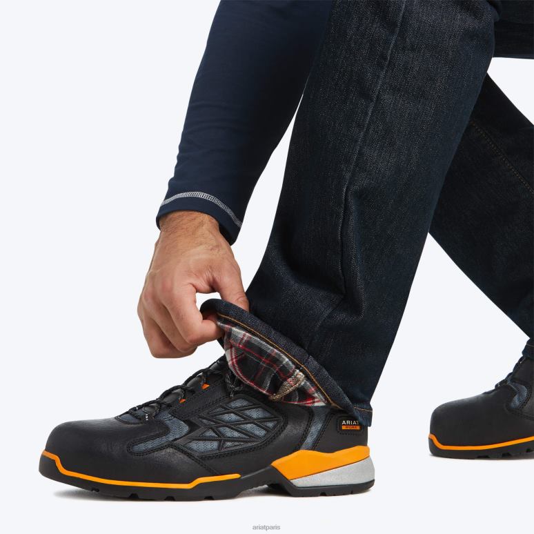 RJ66P1753 Rebar M4 - Jean bootcut décontracté durastretch basique doublé de flanelle Ariat bas rincer Hommes