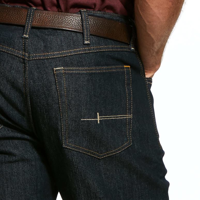 RJ66P1753 Rebar M4 - Jean bootcut décontracté durastretch basique doublé de flanelle Ariat bas rincer Hommes