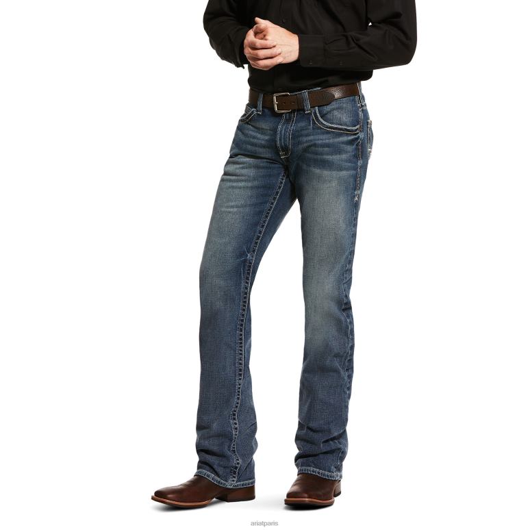 RJ66P482 M5 - Jean adkins slim stretch empilable à jambe droite Ariat bas lennox Hommes