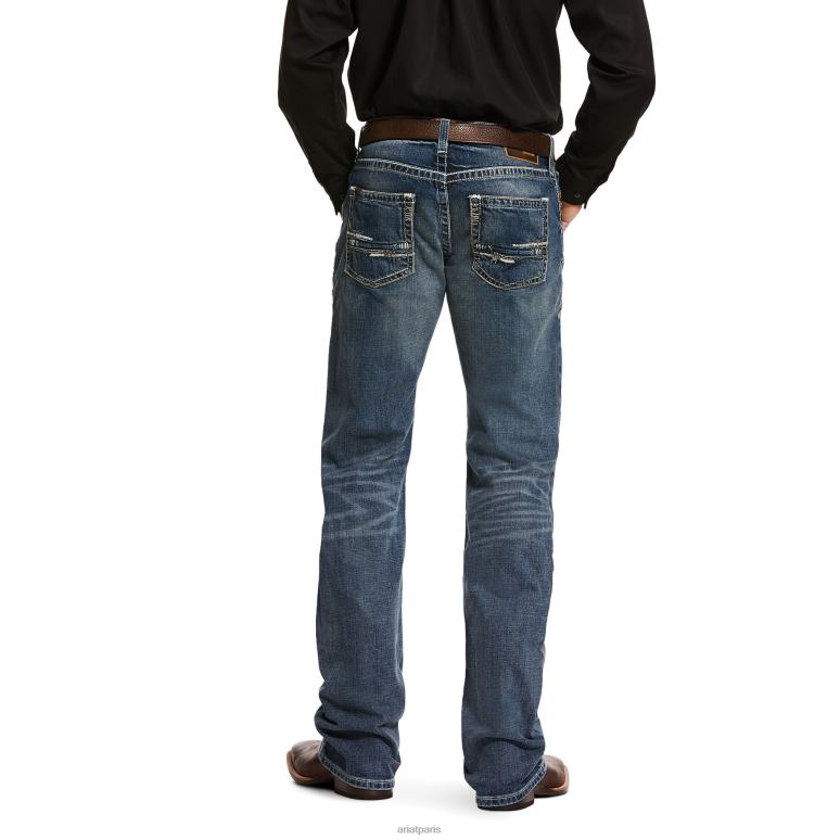 RJ66P482 M5 - Jean adkins slim stretch empilable à jambe droite Ariat bas lennox Hommes