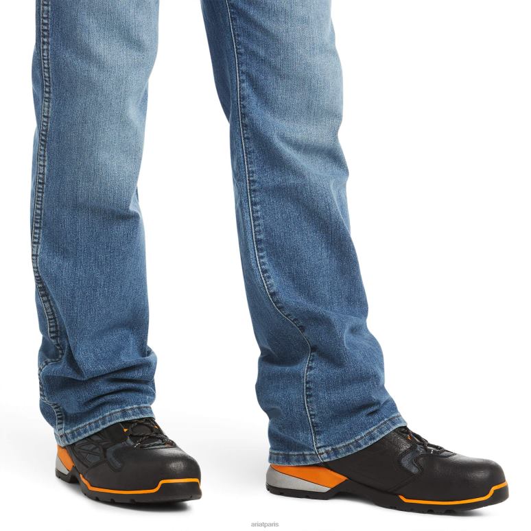 RJ66P487 Rebar M4 - Jean bootcut basique décontracté en durastretch Ariat bas brume bleue Hommes