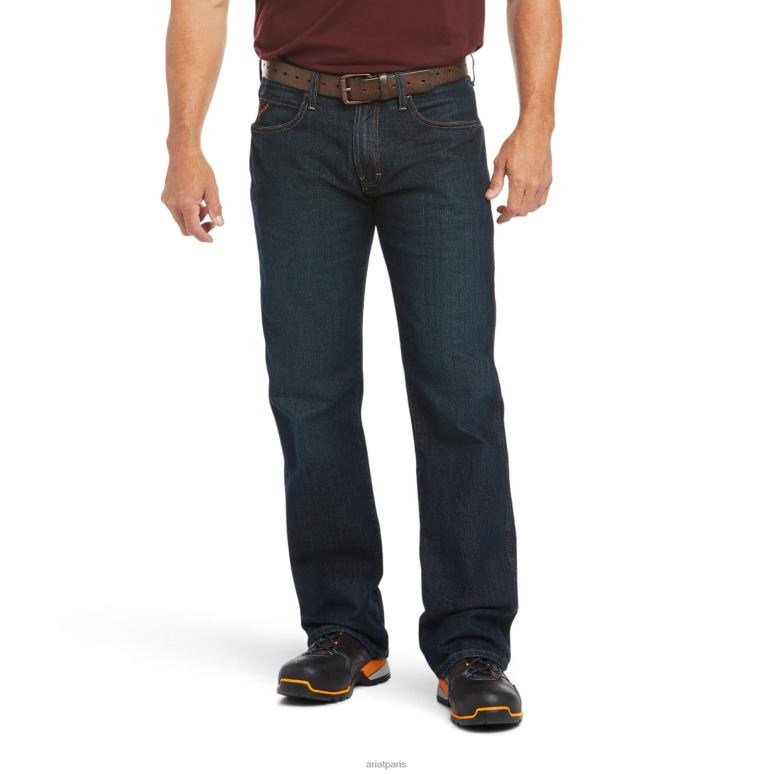 RJ66P496 Rebar M5 Straight Durastretch Edge Jean empilable à jambe droite Ariat bas Pierre noire Hommes
