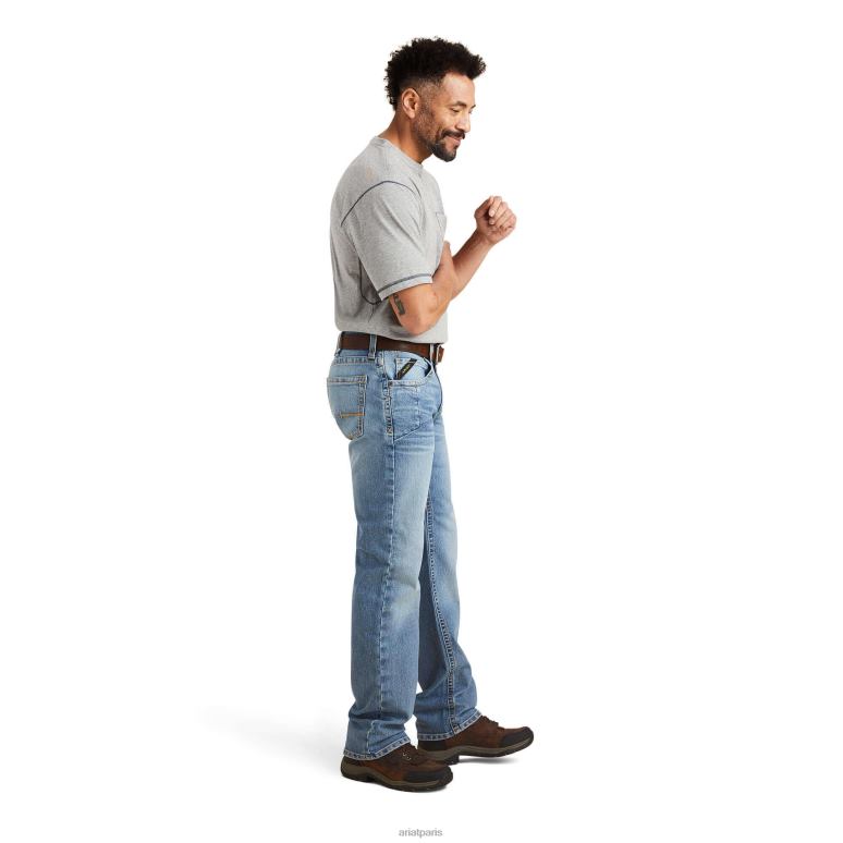 RJ66P497 Jean à jambe droite avec bord Durastretch M5 Ariat bas merci Hommes