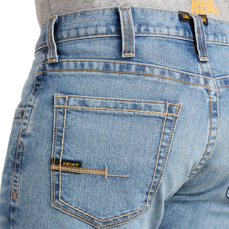 RJ66P497 Jean à jambe droite avec bord Durastretch M5 Ariat bas merci Hommes