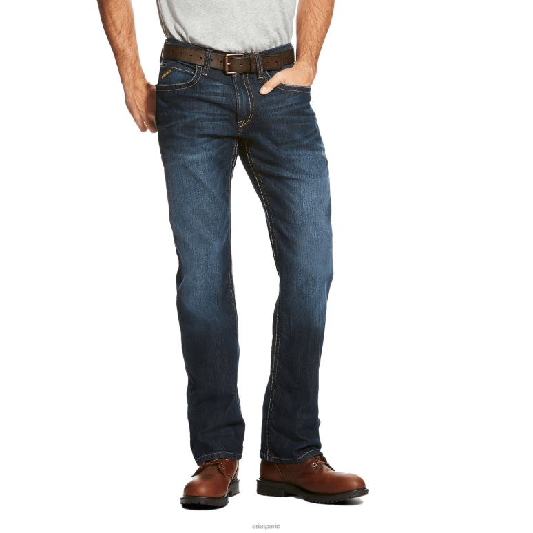 RJ66P517 Rebar M4 - Jean bootcut taille basse avec bord Durastretch Ariat bas maritime Hommes