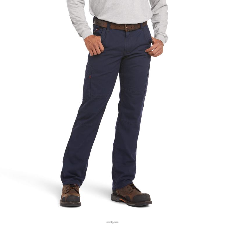 RJ66P1683 pantalon droit empilable en toile duralight extensible droite fr m5 Ariat bas marine Hommes