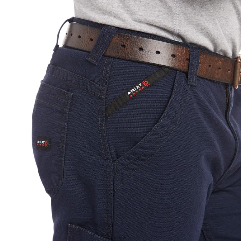 RJ66P1683 pantalon droit empilable en toile duralight extensible droite fr m5 Ariat bas marine Hommes