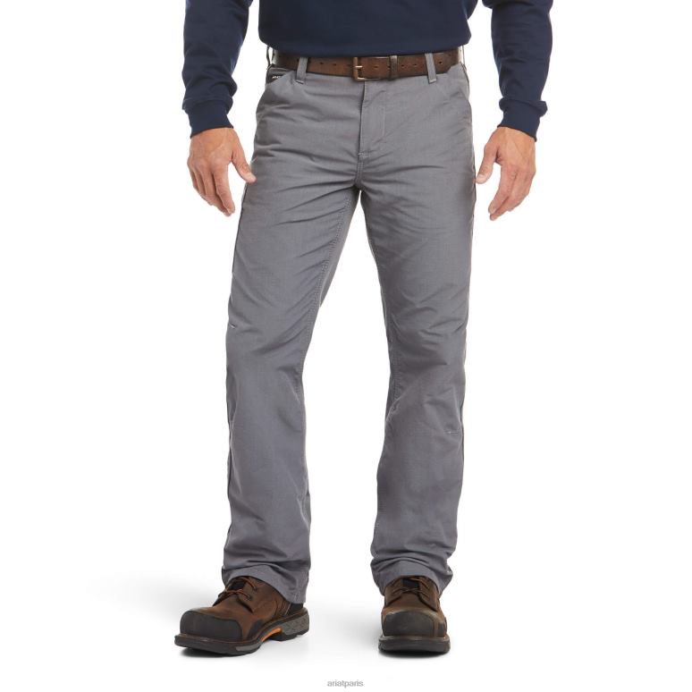 RJ66P1692 pantalon coupe bootcut décontracté duralight ripstop fr m4 Ariat bas gris Hommes