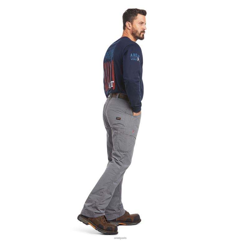 RJ66P1692 pantalon coupe bootcut décontracté duralight ripstop fr m4 Ariat bas gris Hommes