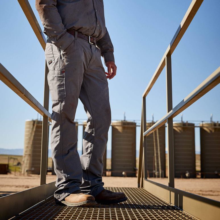 RJ66P1692 pantalon coupe bootcut décontracté duralight ripstop fr m4 Ariat bas gris Hommes