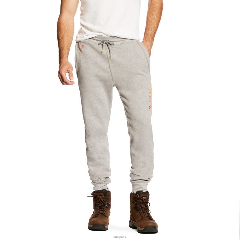 RJ66P1717 fr pantalons de survêtement de travail Ariat bas gris chiné Hommes