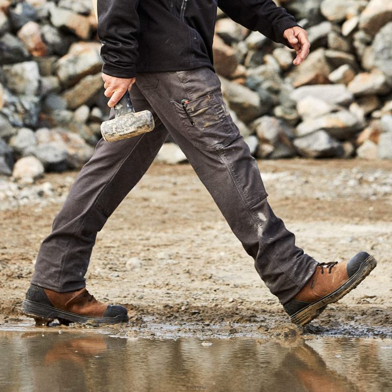 RJ66P1733 Rebar M7 Slim Durastretch fait un pantalon droit double devant résistant Ariat bas barres d'armature grises Hommes