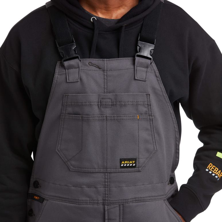 RJ66P1744 bavoir isolé extensible duracanvas avec barres d'armature Ariat bas barres d'armature grises Hommes