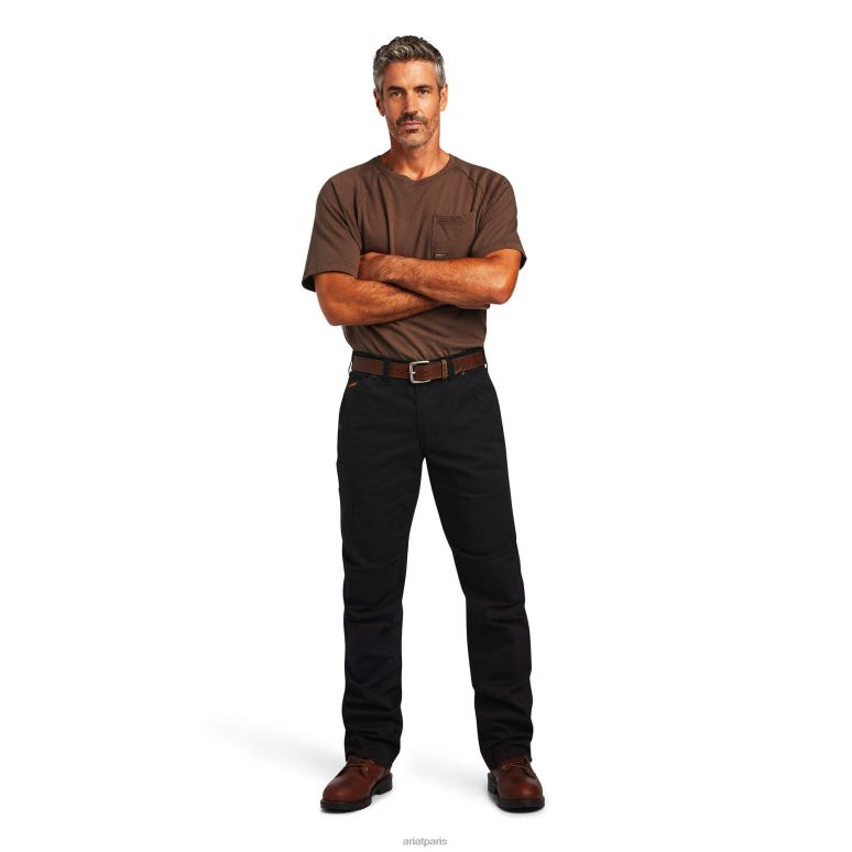 RJ66P1751 rebar m5 droit durastretch sergé lavé salopette pantalon droit Ariat bas noir Hommes