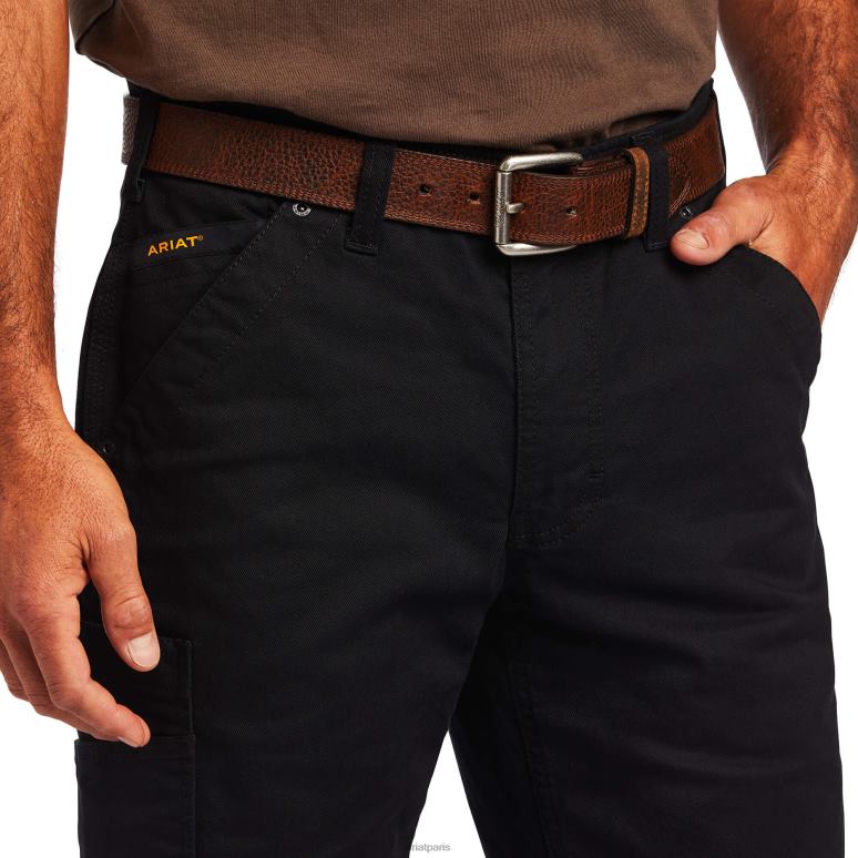 RJ66P1751 rebar m5 droit durastretch sergé lavé salopette pantalon droit Ariat bas noir Hommes
