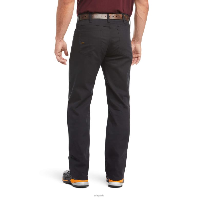 RJ66P1760 rebar m4 pantalon décontracté en toile durastretch 5 poches coupe boot Ariat bas noir Hommes