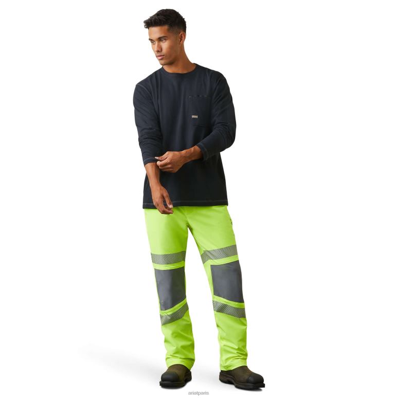 RJ66P1768 pantalon droit à enfiler rebar durastretch Ariat bas jaune haute visibilité Hommes