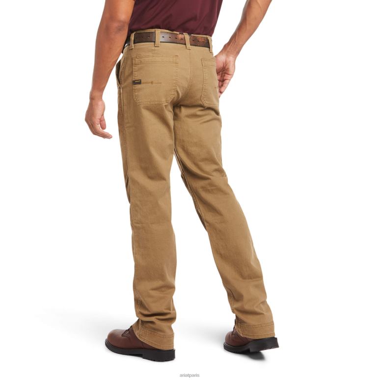 RJ66P526 rebar m4 pantalon décontracté en sergé lavé durastretch Ariat bas kaki des champs Hommes