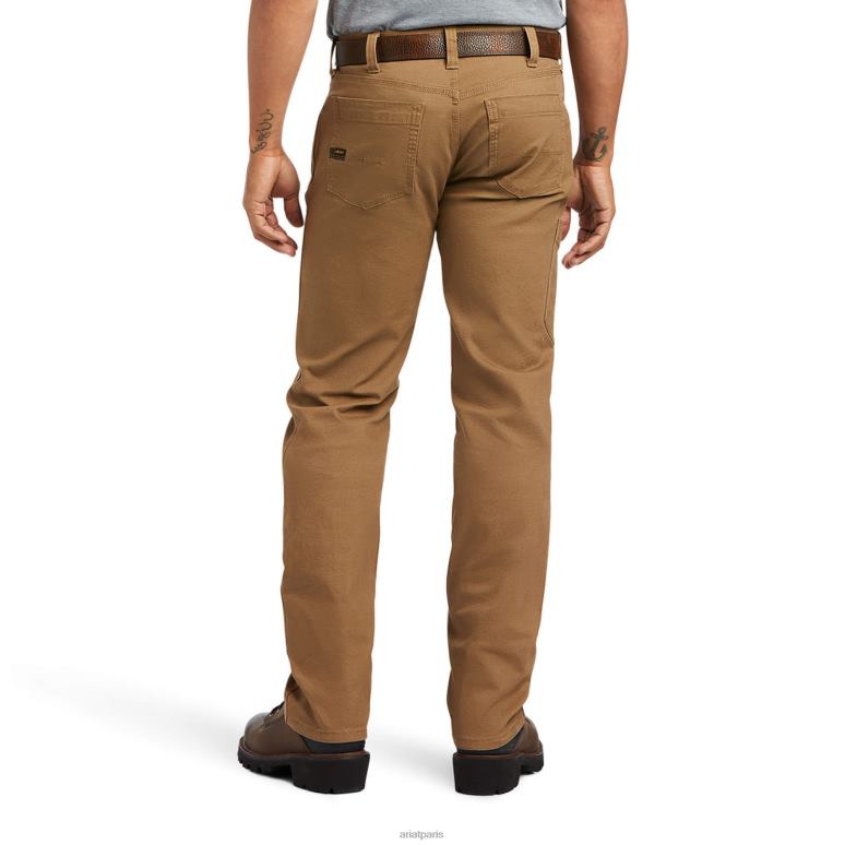 RJ66P527 Rebar M7 Durastretch fait un pantalon droit résistant Ariat bas kaki des champs Hommes