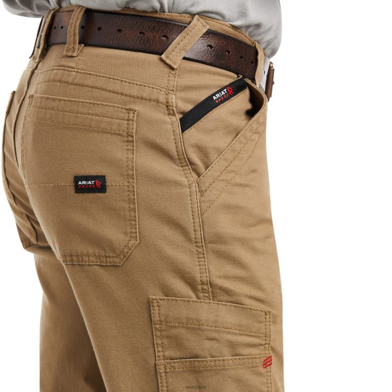 RJ66P539 pantalon droit empilable en toile duralight extensible droite fr m5 Ariat bas kaki des champs Hommes