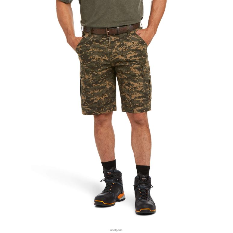 RJ66P1770 barres d'armature Durastretch faites un short cargo résistant Ariat bas camouflage olive Hommes