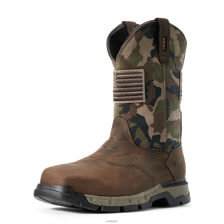 RJ66P135 Botte de travail imperméable à embout composite Rebar Flex Patriot Ariat chaussure marron foncé Hommes
