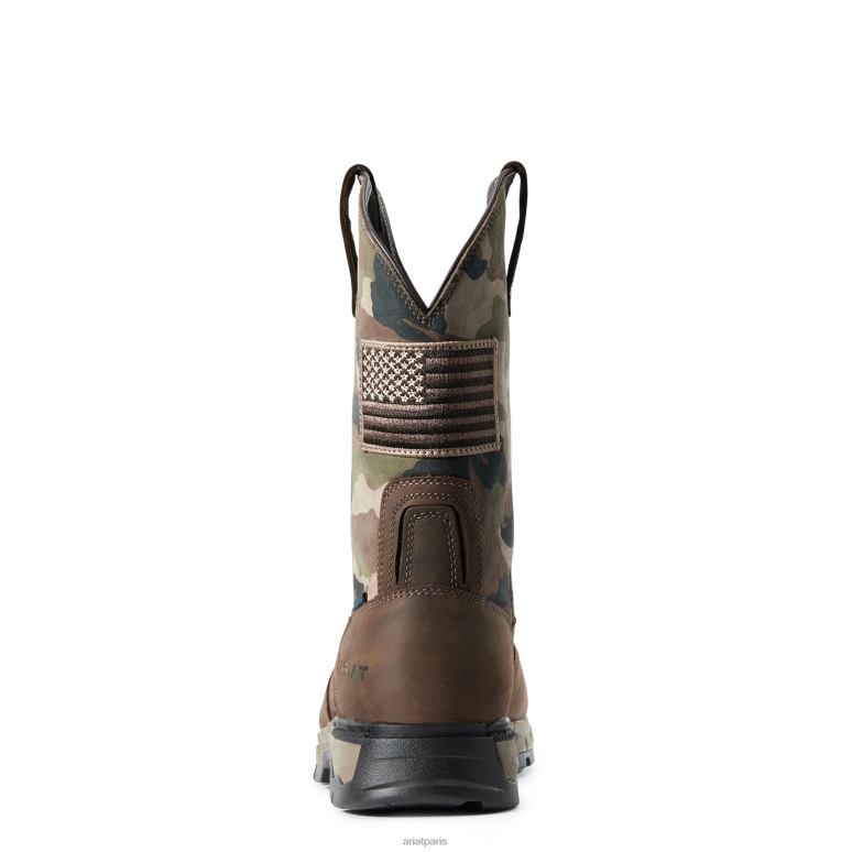 RJ66P135 Botte de travail imperméable à embout composite Rebar Flex Patriot Ariat chaussure marron foncé Hommes