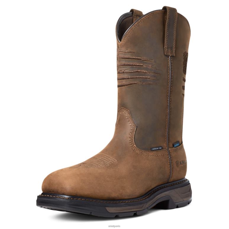 RJ66P140 Botte de travail imperméable à embout en carbone Workhog XT Patriot Ariat chaussure marron vieilli Hommes