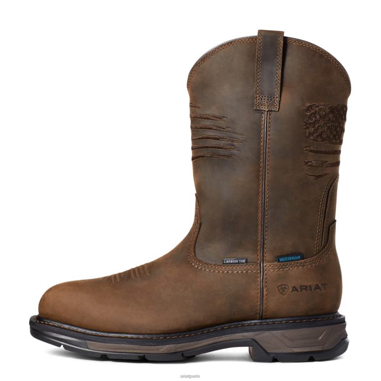 RJ66P140 Botte de travail imperméable à embout en carbone Workhog XT Patriot Ariat chaussure marron vieilli Hommes