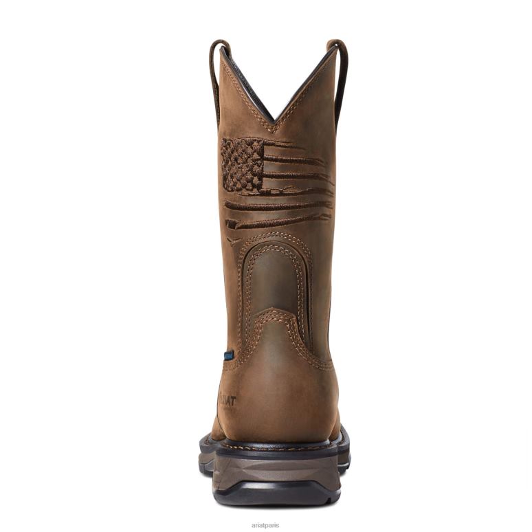 RJ66P140 Botte de travail imperméable à embout en carbone Workhog XT Patriot Ariat chaussure marron vieilli Hommes