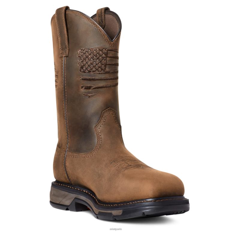 RJ66P140 Botte de travail imperméable à embout en carbone Workhog XT Patriot Ariat chaussure marron vieilli Hommes