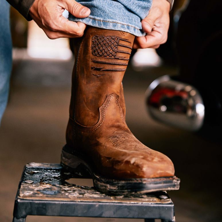 RJ66P140 Botte de travail imperméable à embout en carbone Workhog XT Patriot Ariat chaussure marron vieilli Hommes