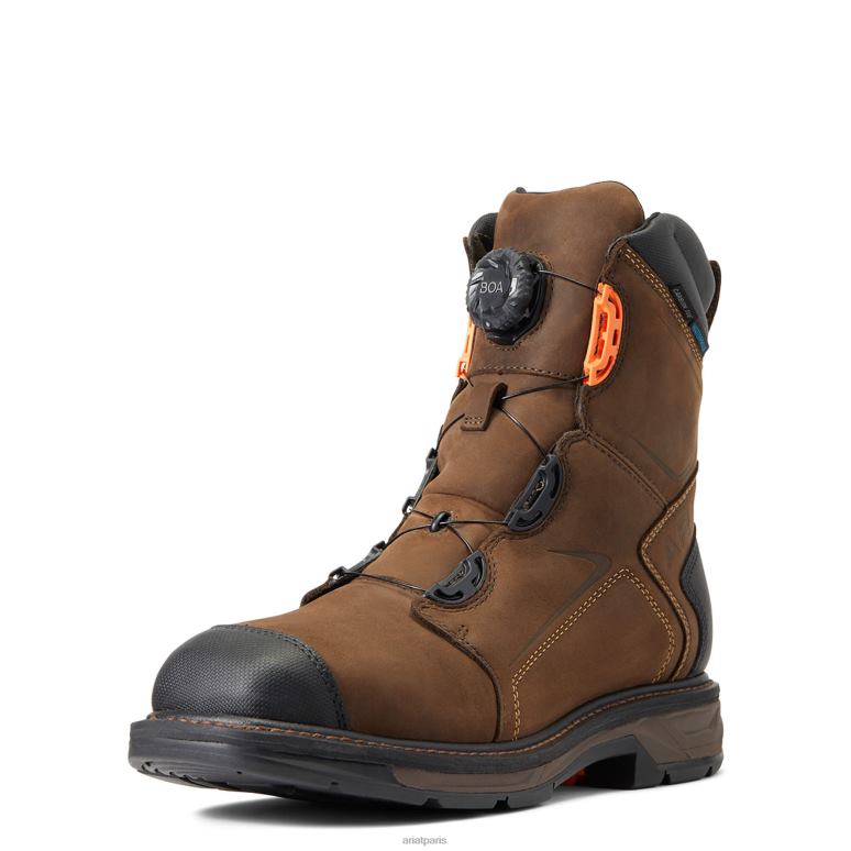 RJ66P220 Botte de travail imperméable workhog xt 8" boa avec embout en carbone Ariat chaussure Chocolat brun Hommes