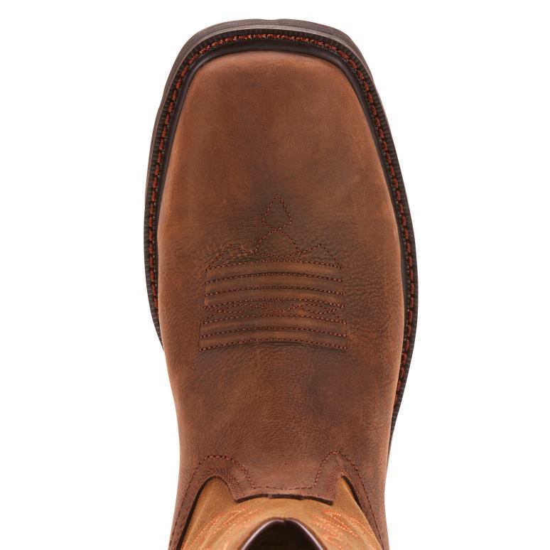 RJ66P222 Botte de travail imperméable à bout carré large Groundbreaker Ariat chaussure marron foncé Hommes