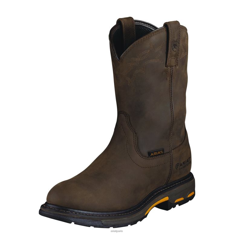 RJ66P225 botte de travail imperméable workhog Ariat chaussure brun huileux vieilli Hommes