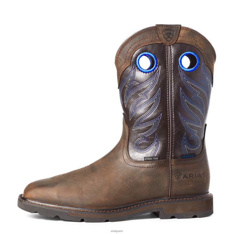RJ66P228 botte de travail imperméable à embout en acier Groundwork Ariat chaussure marron foncé Hommes