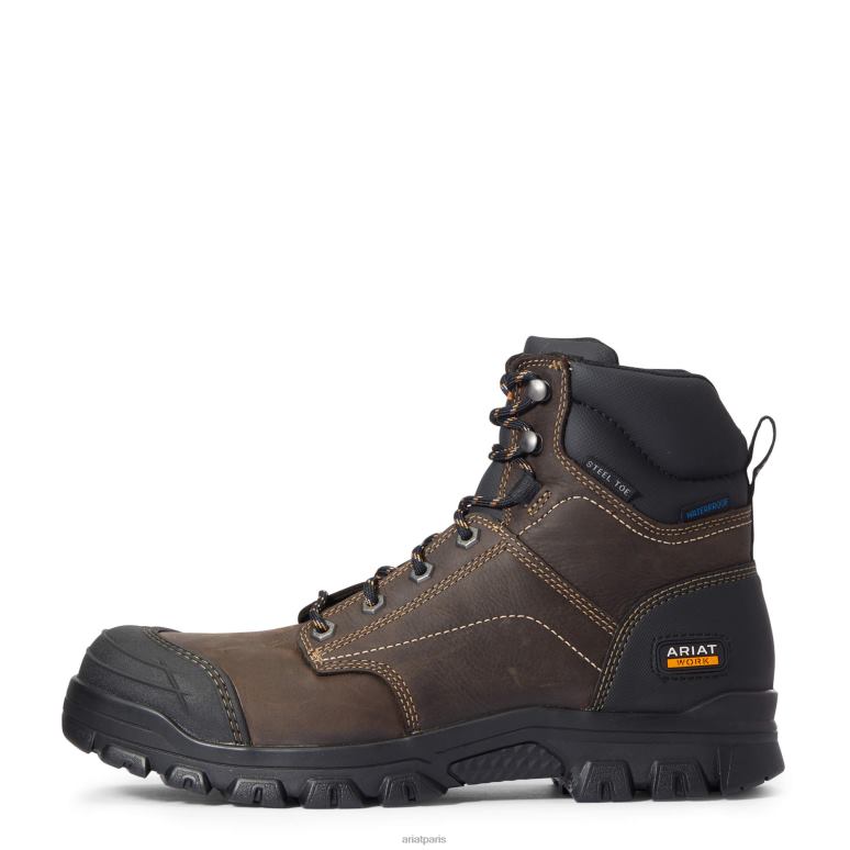 RJ66P231 Botte de travail imperméable à embout en acier de 6 po Ariat chaussure marron foncé Hommes