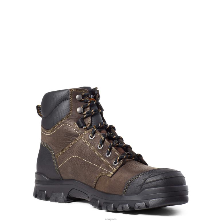 RJ66P231 Botte de travail imperméable à embout en acier de 6 po Ariat chaussure marron foncé Hommes
